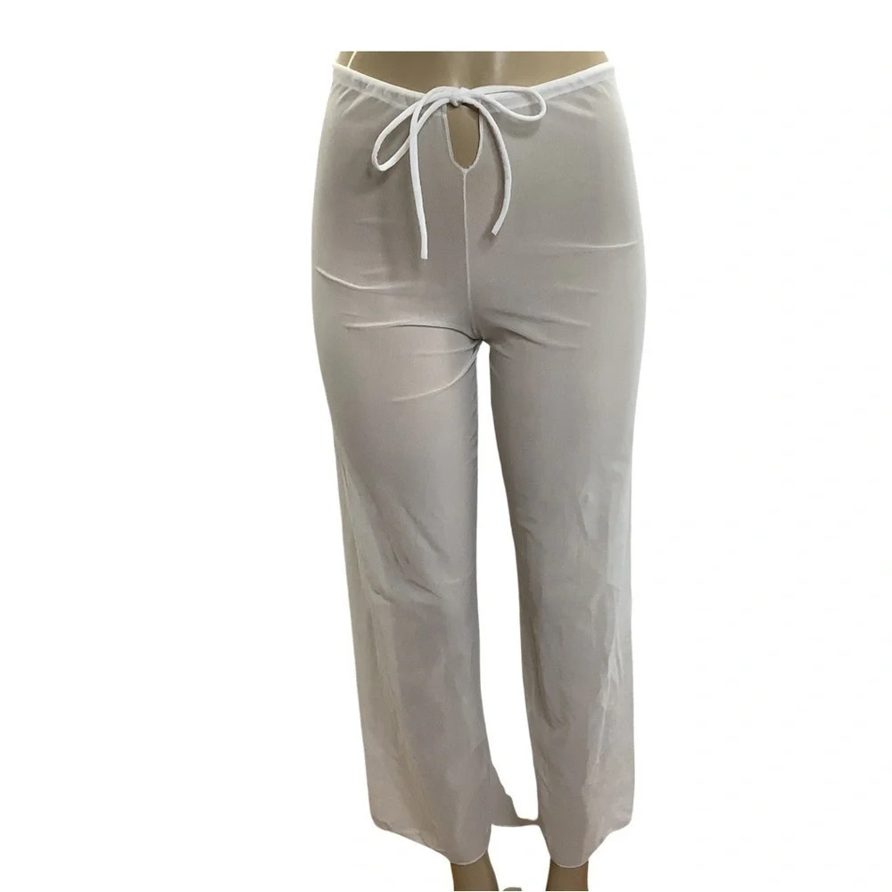 Zuliana white mesh size S/M tie waist pants Preowned